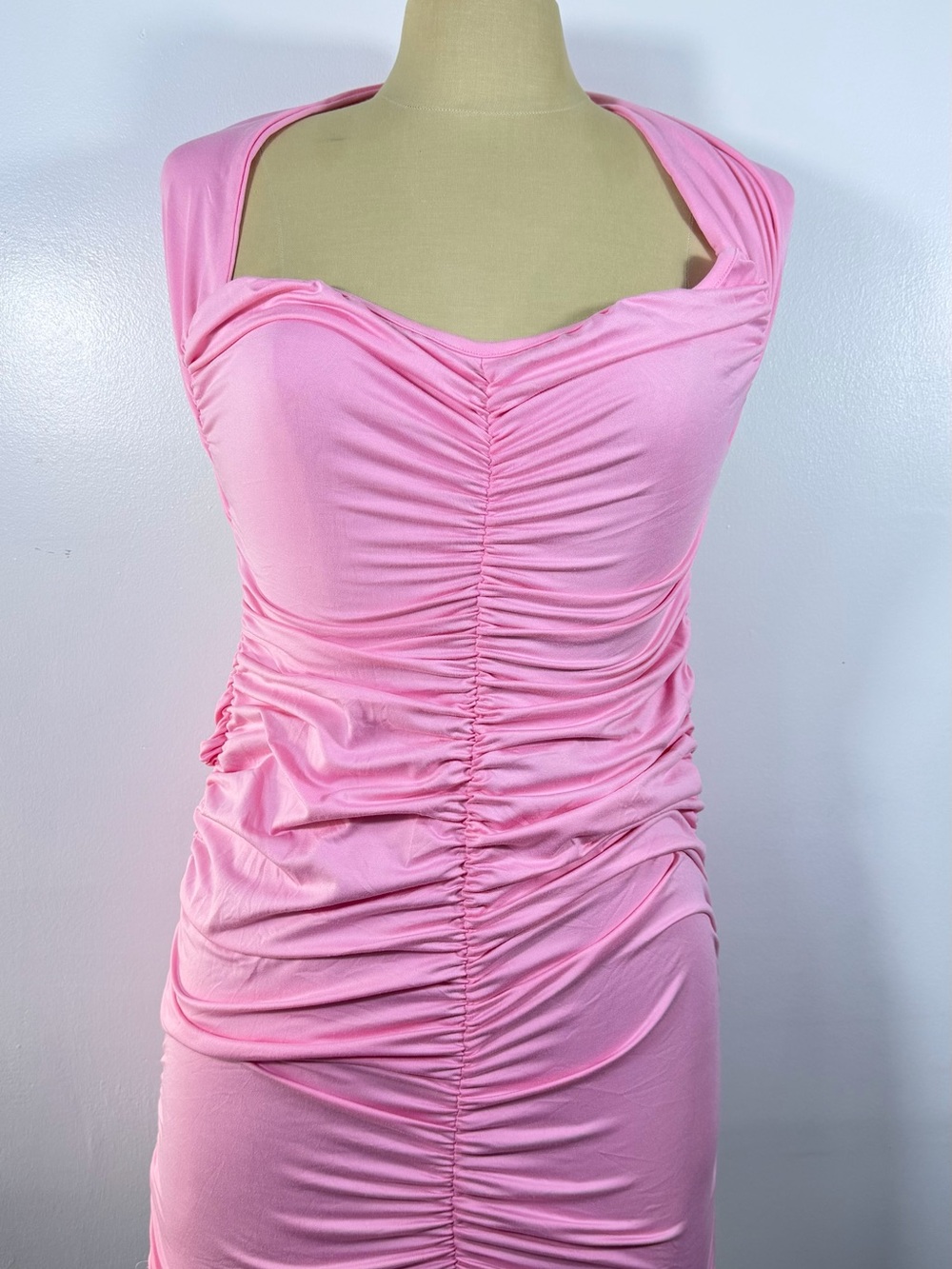 Ruched Pink Tank Chemise Dress